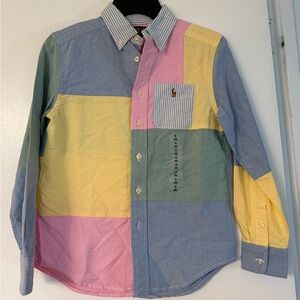 Polo Ralph Lauren Blue and Yellow Casual Button Down Shirt